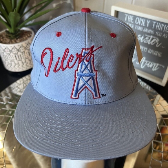 RARE Vtg Houston Oilers Snapback Team NFL Hat Cap Officially 90s - Picture 1 of 9
